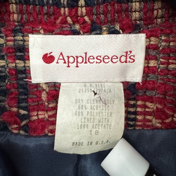 Vintage USA Appleseeds Red Plaid Overcoat Open Front Size 18 - Picture 5 of 7